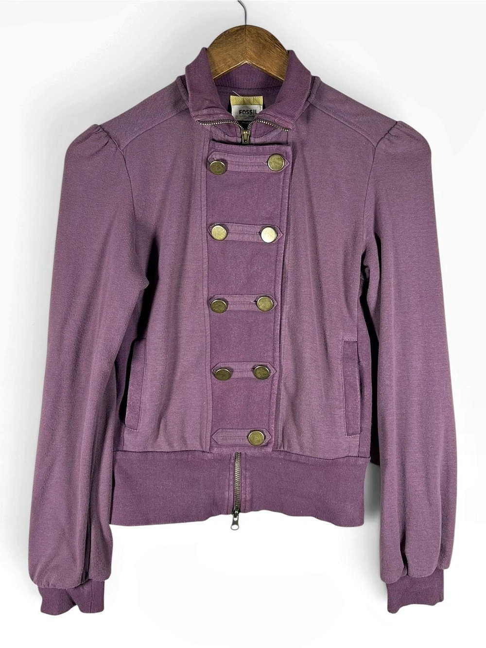 Fossil Womens Military Band Jacket Size XS Purple Y2K Napoleon Moto Steampunk